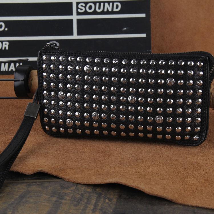 Genuine Leather Mens Clutch Cool Slim Wallet - Back View