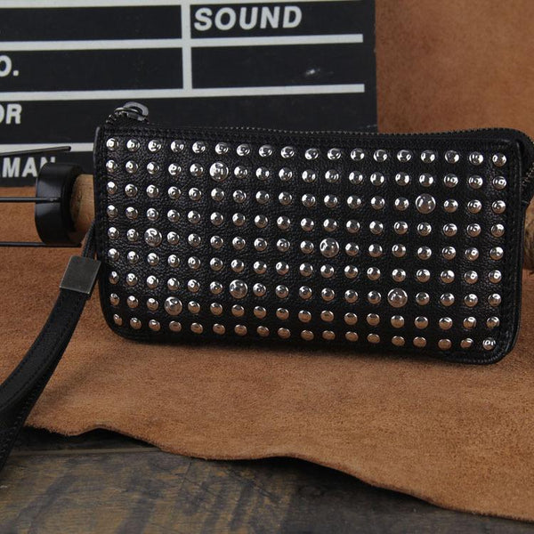 Genuine Leather Mens Clutch Cool Slim Wallet - Back View