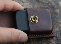 Handmade Cool Mens Leather Zippo Lighter Cases with Loop Zippo lighter Holder with clips