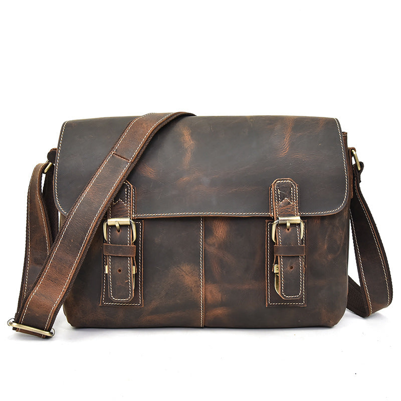Leather Men Vintage Coffee Messenger Bag Shoulder Bag for Men
