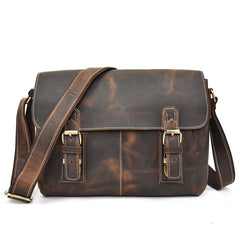 Leather Men Vintage Coffee Messenger Bag Shoulder Bag for Men
