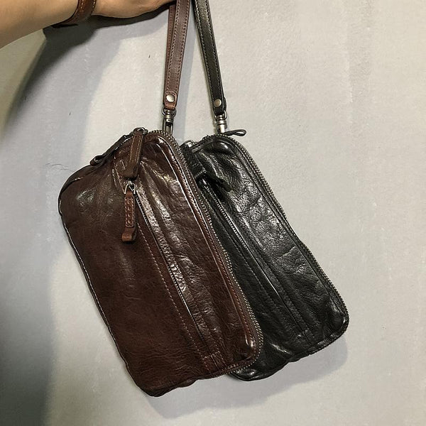 Handmade Genuine Leather Mens Cool Long Leather - Back View