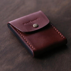 Cool Handmade Wooden Leather Mens Wallet Small Card Holder Coin Wallet for Men