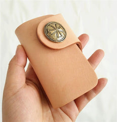 Handmade Mens Beige Leather Biker Key Wallets Cool Small Key Wallets Key Holder