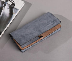 Handmade Leather Mens Clutch Wallet Cool Leather Wallet Long Phone Wallets for Men