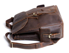 Vintage Leather Mens Backpack Satchel Brown School Backpack Travel Backpack for men