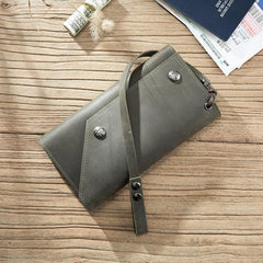 Handmade Leather Mens Cool Long  Chain Wallet Phone Biker Trucker Wristlet Wallet