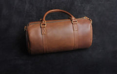 Genuine Leather Mens Bucket Bag Cool Weekender Bag Travel Bag Duffle Bags Overnight Bag Holdall Bag for men