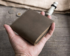 Cool Leather Mens Small Slim Wallet billfold Wallets Bifold for Men