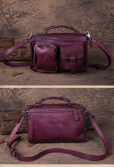 Vintage WOmens Leather Small Satchel Shoulder Bag Brown Womens Leather Handbag for Ladies