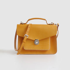 Handmade Womens Leather shoulder bag Satchel Bag School Bag for women