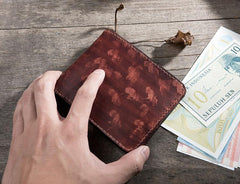 Handmade Leather Mens Cool Slim Leather Wallet Men Small Wallets Bifold for Men