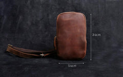 Genuine Leather Mens Sling Bag Cool Chest Bag Crossbody Pack Travel Sling Pack for men