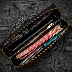 Handmade Leather Tibetan Mens Biker Chain Wallet Cool Wallet Long Chain Wallets for Men