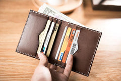 Cool Leather Mens Slim Small Wallets Men billfold Bifold Wallet for Men