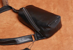 Genuine Leather Mens Cool Chest Bag Sling Bag Crossbody Sling Bag One Shoulder Backpack for men
