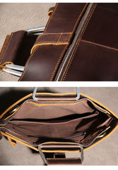 Leather Mens Vintage Briefcase Handbag Work Bag Business Bag Laptop Bag for men