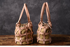 Leather Canvas Women Bucket Bag Shopper Bag Shoulder Bag For Women