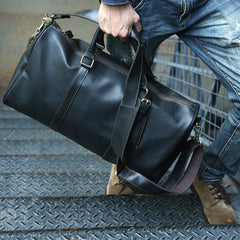 Vintage Leather Mens Large Weekender Bags Cool Travel Bag Duffle Bag for Men