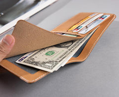 Handmade Cool Leather Mens billfold Leather Wallet Men Small Wallets Bifold for Men