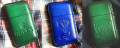 Red Leather Mens Cigarette Holder Case Vintage Custom Cigarette Case for Men