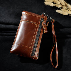 LEATHER MENS Clutch Wristlet Bag Phone Wallet FOR MEN