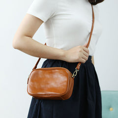 Cute Leather Womens Small Crossbody Bag Purse Double Zipper Shoulder Bag for Women