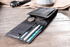 Handmade Leather Mens Cool Slim Leather Wallet Men Small Wallets Bifold for Men