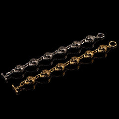Silver Brass Stainless Steel Biker Trucker Skull Heavy Gothic Skulls Men Bracelet Biker Jewelry