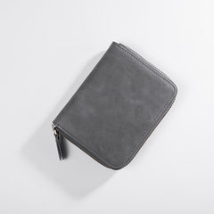 Cool Leather Mens Slim Leather Small Wallet Zipper billfold Wallets Bifold for Men