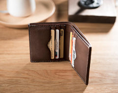 Cool Leather Mens Slim Small Wallets Men billfold Bifold Wallet for Men