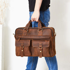 Leather Mens Handbag Briefcase Shoulder Bag Messenger Bag Travel Bag Business Bag for men