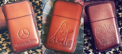 Blue Leather Mens Cigarette Holder Case Vintage Custom Cigarette Case for Men