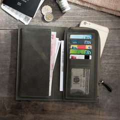 Leather Mens Long Wallet Cool Leather Wallet Long Bifold Wallets for Men