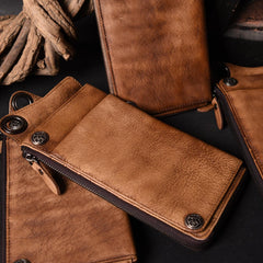 mens wallet with chain Brown Leather Biker Wallet Leather Chain Wallet Men Brown Long Biker Chain Wallet