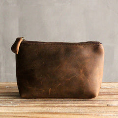Vintage LEATHER Womens Zipper Wallet Change Wallet Makeup Pouches FOR Women