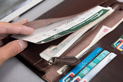 Cool Leather Mens Travel Long Wallets Passport Leather Wallet Long Wallets for Men