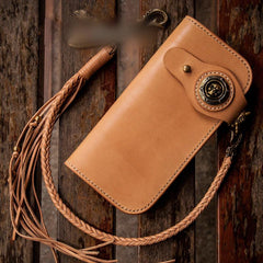 Handmade Leather Mens Chain Biker Wallet Cool Long Leather Wallet With Chain Wallets for Men