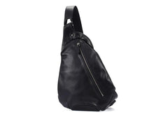 Black Leather Mens Chest Bag Sling Bag Sling Shoulder Bag Sling Backpack for men