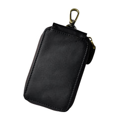 Vintage Leather Mens Small Key Zipper Wallets Card Wallet for Men