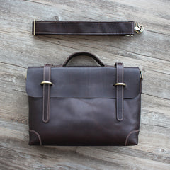 Handmade leather men Briefcase messenger brown coffee shoulder bag vintage bag - EverHandmade