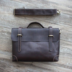Handmade leather men Briefcase messenger brown coffee shoulder bag vintage bag