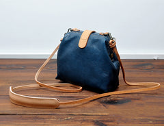 Vintage Womens Black Leather Small Doctor Shoulder Bag Black Doctor Crossbody Purse for Women