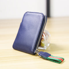 Women Leather Mini Zip Wallet Green Billfold Slim Coin Wallet Small Zip Change Wallet For Women