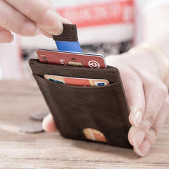 Handmade Leather Mens Cool billfold Wallet Card Holder Small Card Slim Wallets for Men