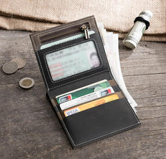 Cool Leather Mens Small Slim Wallet billfold Wallets Bifold for Men
