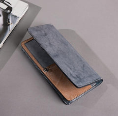 Handmade Leather Mens Clutch Wallet Cool Leather Wallet Long Phone Wallets for Men