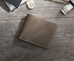 Handmade Leather Mens Cool Slim Leather Wallet Men Small billfold Wallets Bifold for Men