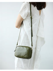 Cute Leather Womens Small Crossbody Bag Purse Double Zipper Shoulder Bag for Women