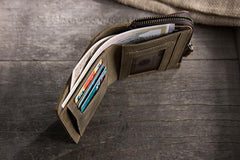 Handmade Leather Mens Cool Slim Leather Wallet Men Small billfold Wallets Bifold for Men